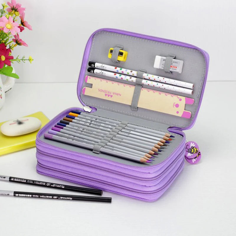 36/48/72 Holes Oxford School Pencil Case Creative Large Capacity Drawing Pen Bag Box Kids Multifunction Stationery Pouch Supply