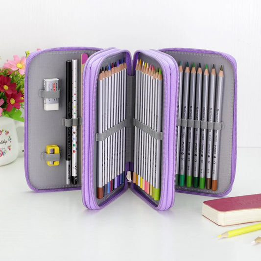 36/48/72 Holes Oxford School Pencil Case Creative Large Capacity Drawing Pen Bag Box Kids Multifunction Stationery Pouch Supply