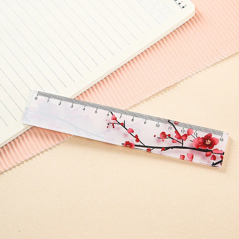 Flower Ruler Kawaii Accessories School Supplies Papeleria Transparent 15cm Drawing Tool Regla Cute Stationery School Rules