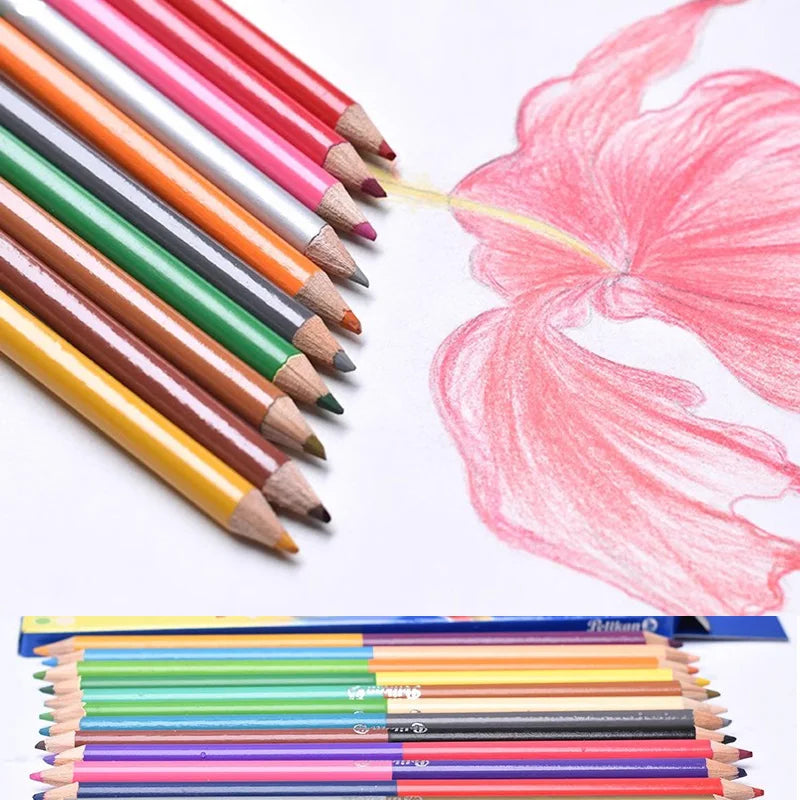 24 Colors Double Headed Pencils for Children Professional Drawing Sketching and Pastel Art Premium Student School Art Supplies