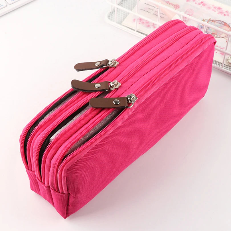 Large Capacity Pencil Case Korean Stationery Pencil Pouch Estuches 3 Layers Pen Case Kalemlik Trousse School Supplies Pencil Box