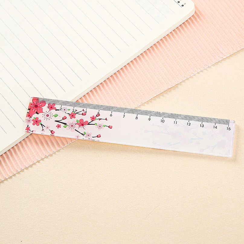 Flower Ruler Kawaii Accessories School Supplies Papeleria Transparent 15cm Drawing Tool Regla Cute Stationery School Rules